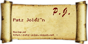 Patz Jolán névjegykártya